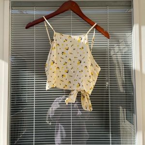 Floral back-tie crop top